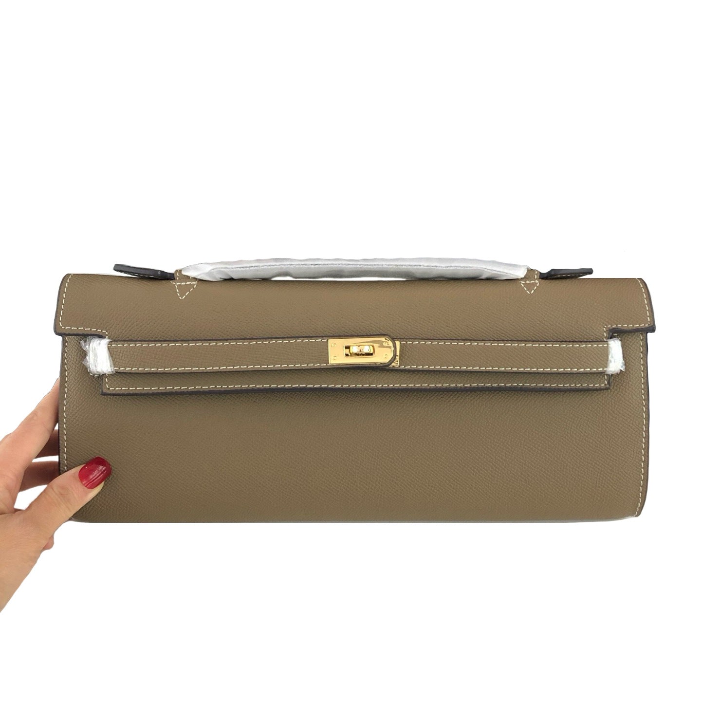 Cut Clutch Bag Epsom Leather Golden Hardware