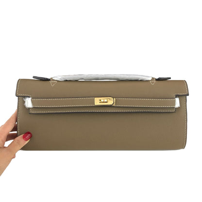 Cut Clutch Bag Epsom Leather Golden Hardware