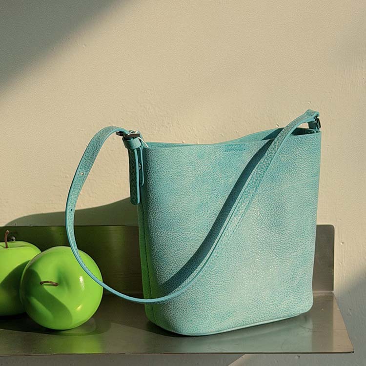 Genuine Leather Mini Bucket Bag | Soft Leather Crossbody & Shoulder Bag for Women
