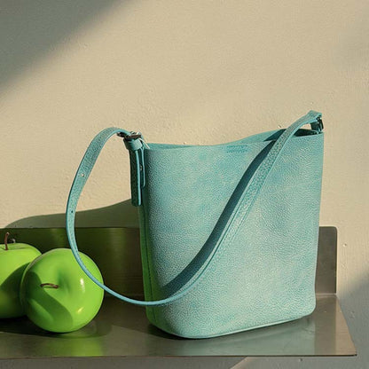 Genuine Leather Mini Bucket Bag | Soft Leather Crossbody & Shoulder Bag for Women