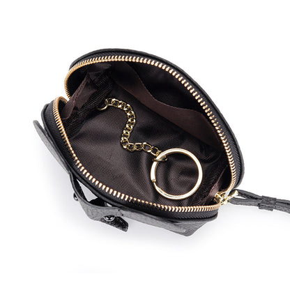 Cartoon Elephant Change Purse Top Grain Leather Card Holder