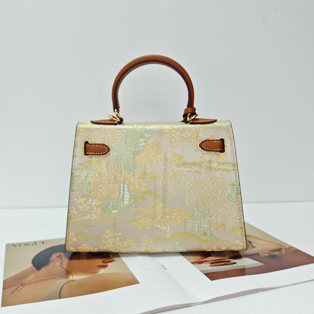 New Chinese Style Song Brocade Top-Handle Bag