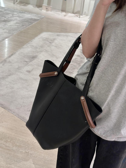 Top Grain Leather Bucket Bag Tote Bag Woman