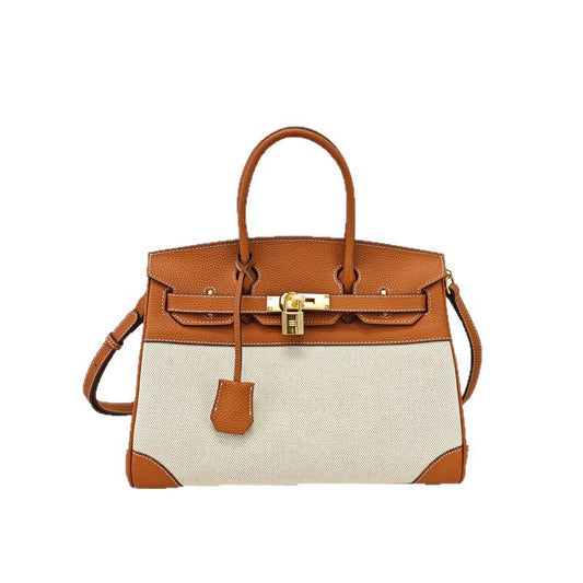 Inspired Berkin Toile Bag Canvas & Togo Leather Handbags