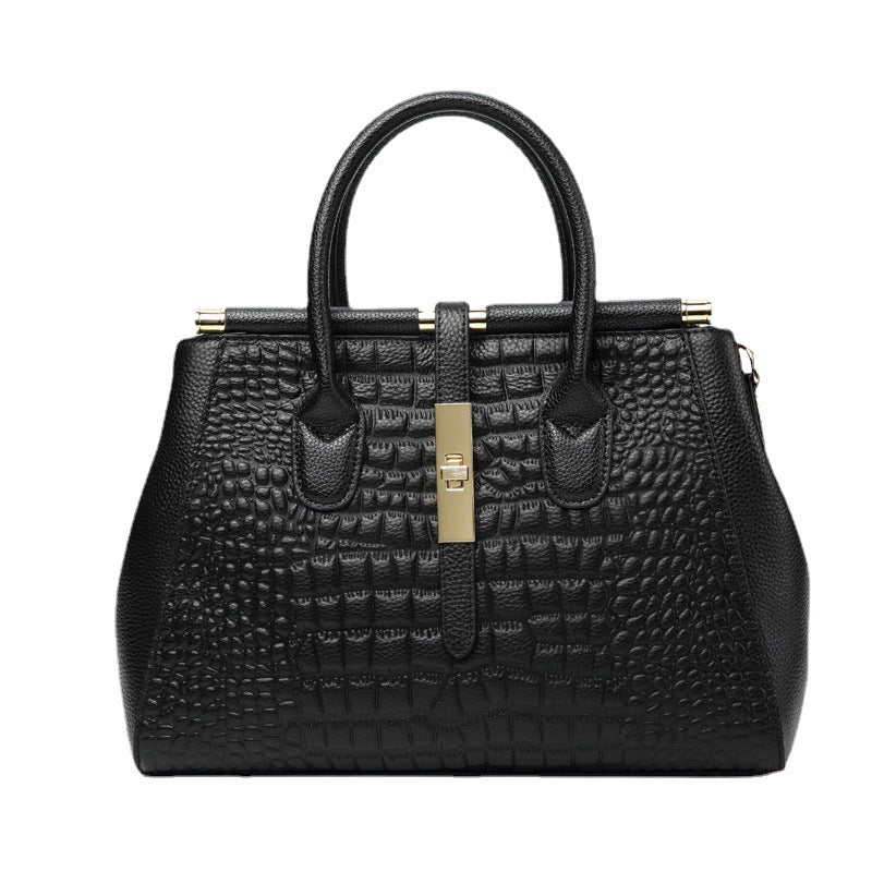 Crocodile-embossed Genuine Leather Women Tote Bag