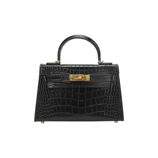 Inspired Mini Kelli 20 Croc Embossed Leather Chain Bag Golden Hardware