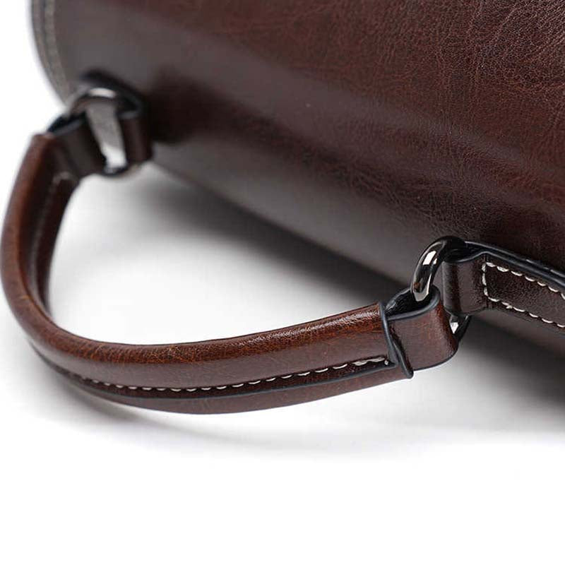 Genuine Leather Handbag - Top Grain Cowhide Square Bag