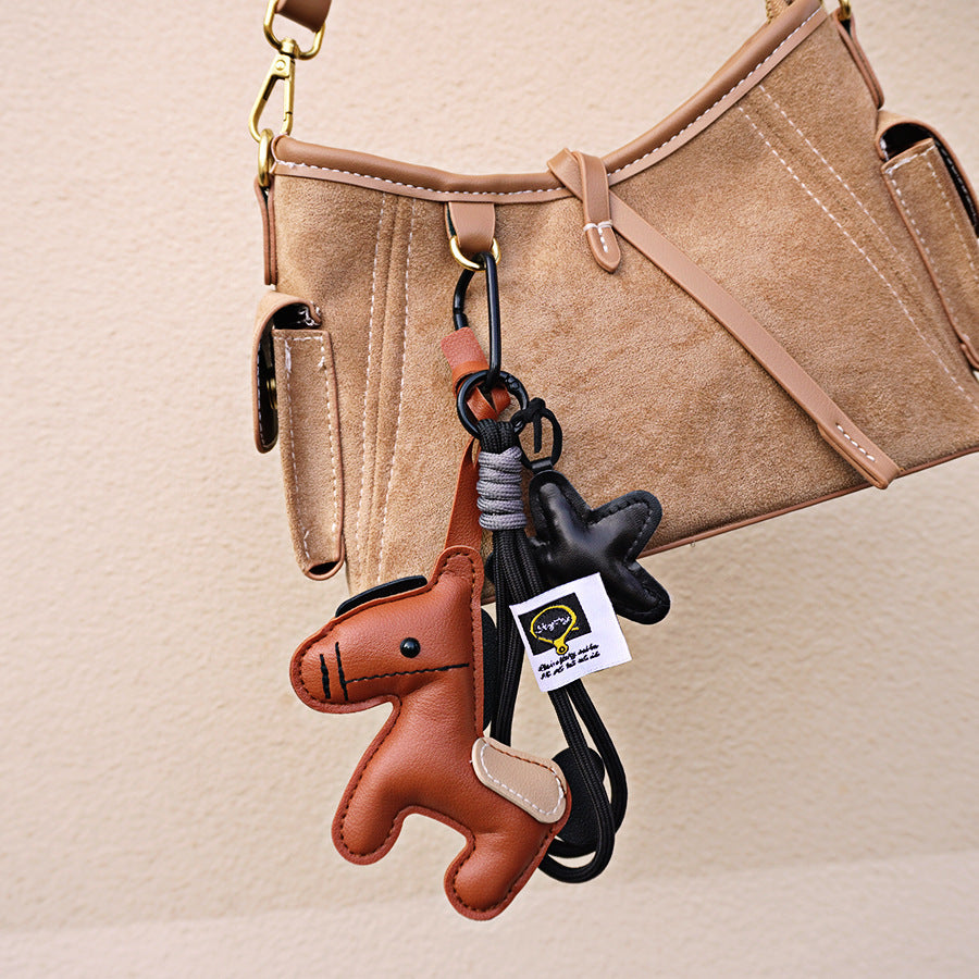 Horse Bag Charm PU Leather Keychain