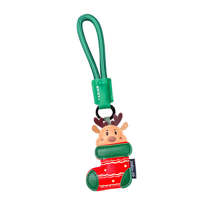 Santa Christmas Ornaments Christmas Gifts Vegan Leather Bag Charms, Keychains
