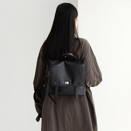 Minimalist Genuine Leather Backpack - Chic Laptop Commuter Bag
