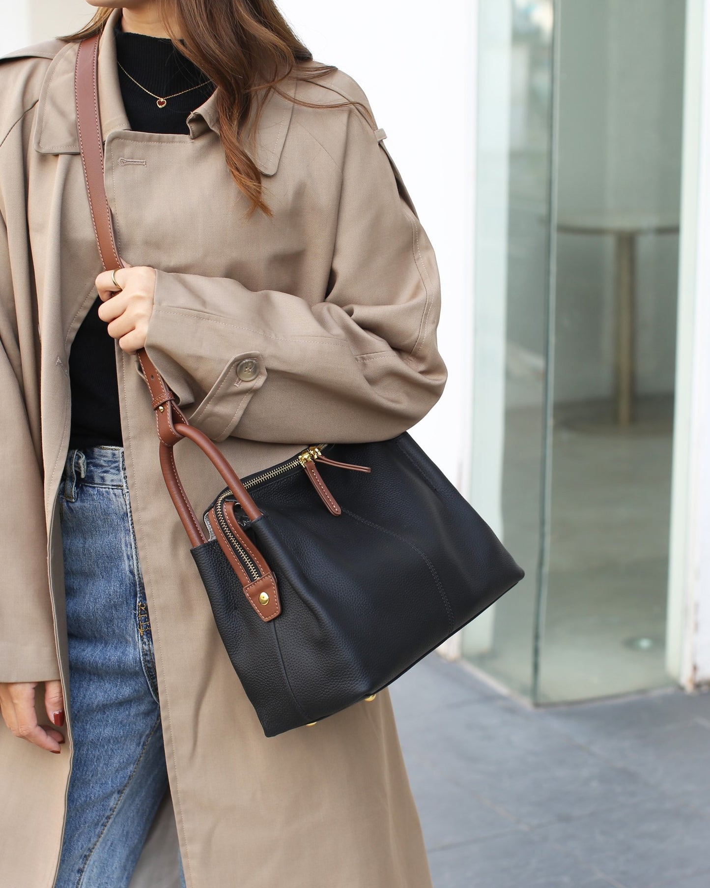 Top Grain Leather Handbags for Women Shoulder Bag