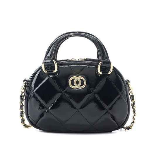Top Grain Leather Chain Bag Black Bag