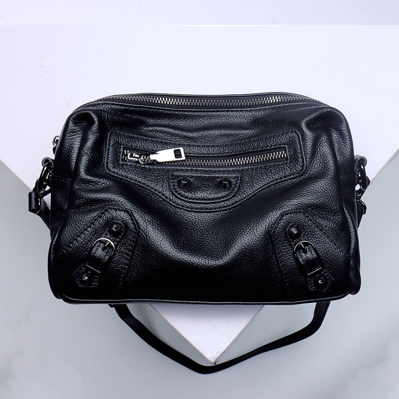 Top Grain Leather Inspired Le City Bag Ladies Zipper Handbag