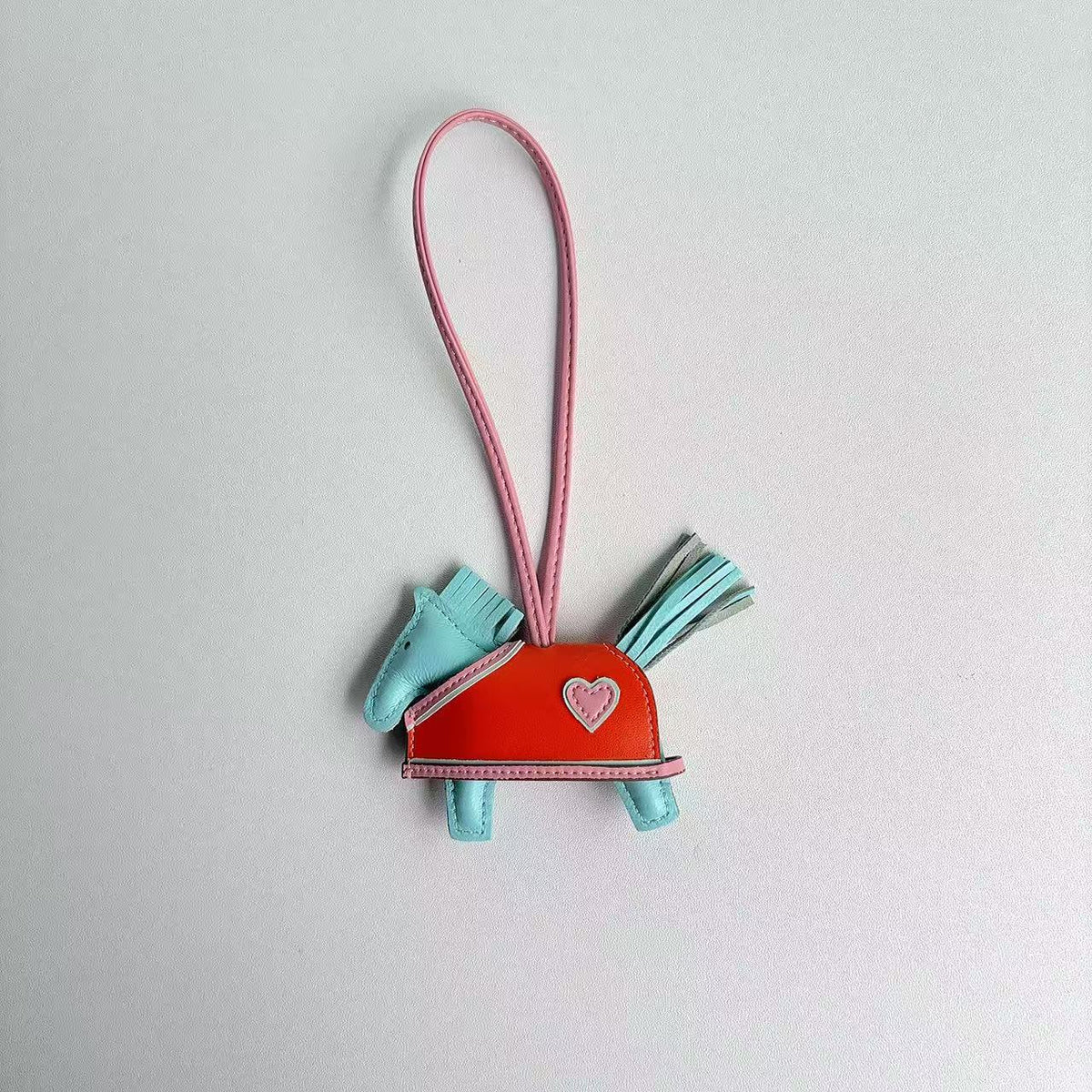 Horse Bag Charm Sheep Leather Keychain