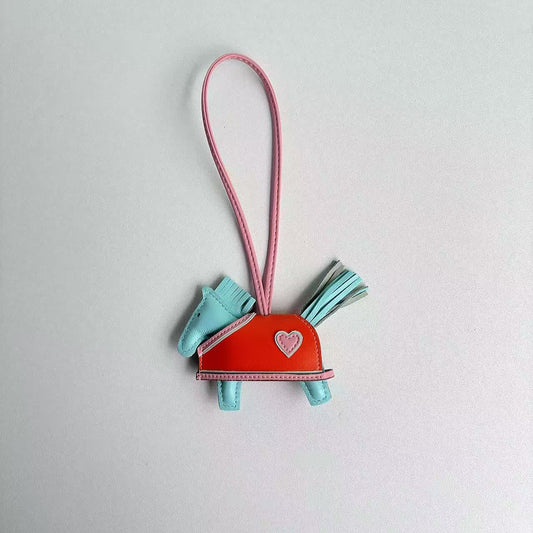 Horse Bag Charm Sheep Leather Keychain