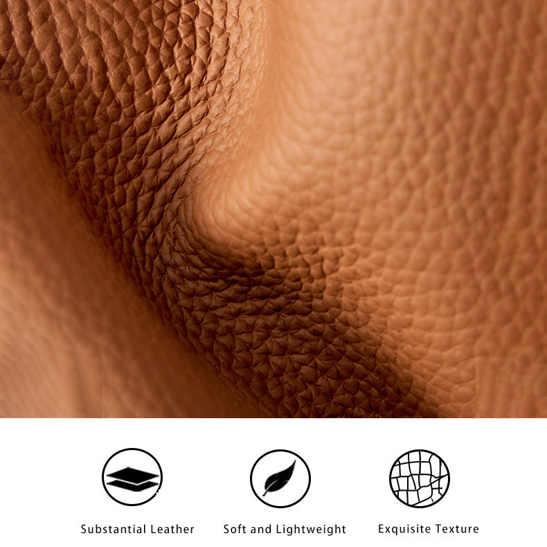 Premium Full Grain Leather Bucket Bag - Minimalist Daily Tote