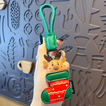 Santa Christmas Ornaments Christmas Gifts Vegan Leather Bag Charms, Keychains
