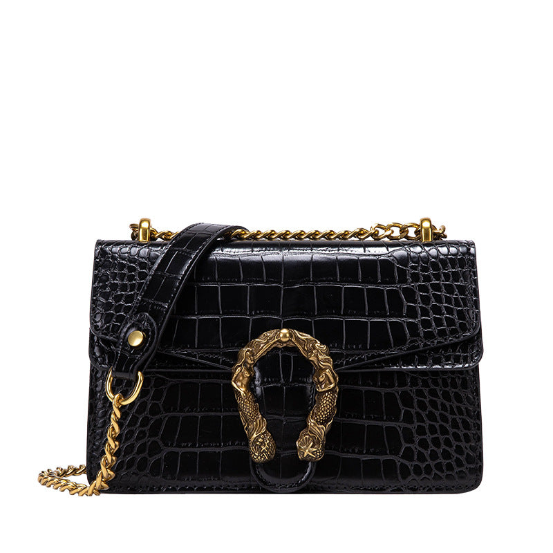 Crocodile Pattern Faux Leather Chain Bag Woman Shoulder Bag