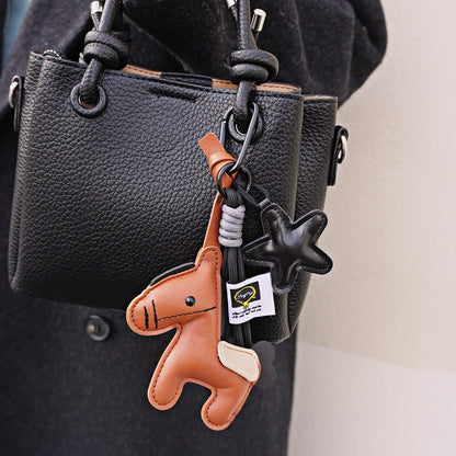 Horse Bag Charm PU Leather Keychain