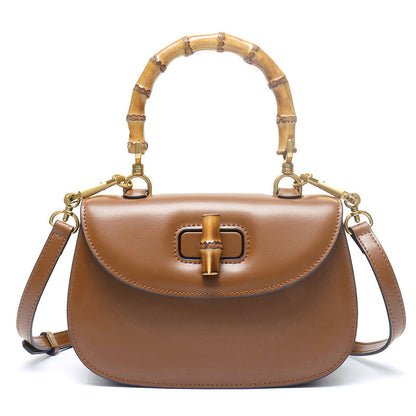 Genuine Leather Inspired Retro Bamboo Top Handle Mini Bag