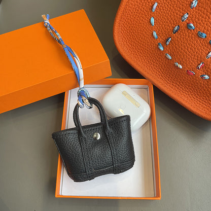 Top Grain Leather Inspired Mini Garden Party Bag Charm Holder for AirPods Pro
