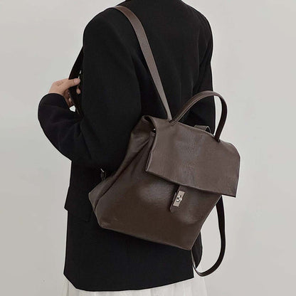 Vegetable-Tanned Cowhide Vintage Flap Backpack