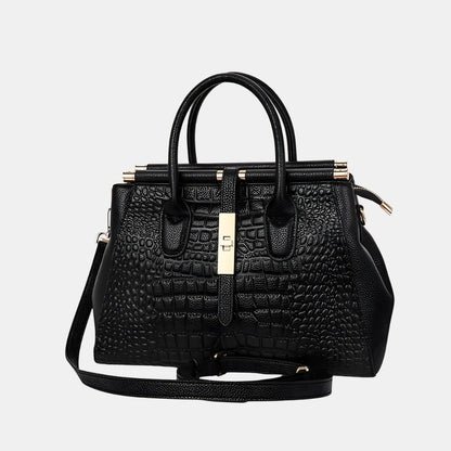 Crocodile-embossed Genuine Leather Women Tote Bag
