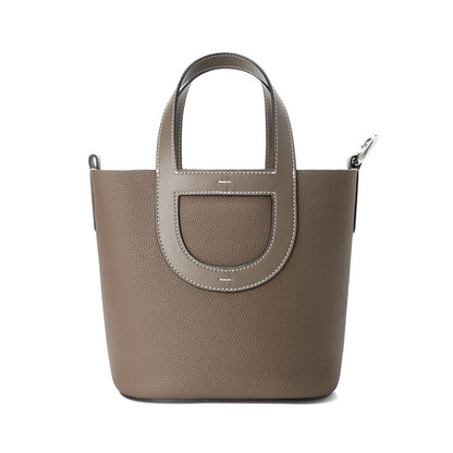 Top Grain Leather Pig Nose Mini Tote Bag Woman Bucket Bag