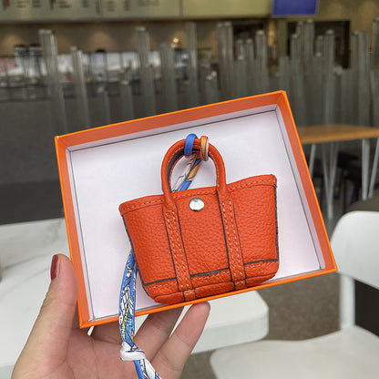 Top Grain Leather Inspired Mini Garden Party Bag Charm Holder for AirPods Pro