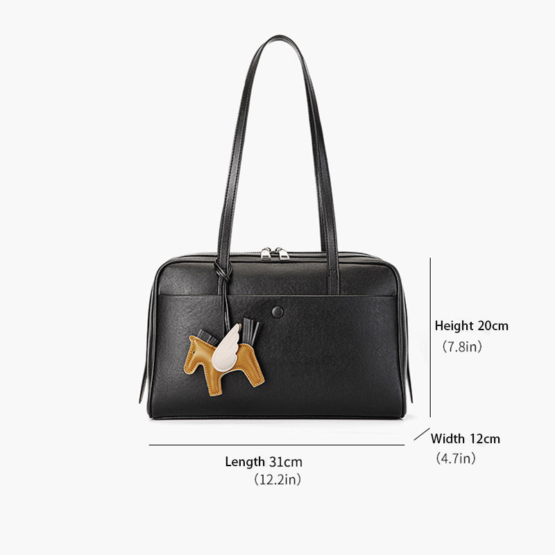 Top Grain Leather Boston Bag Large Capacity Laptop Bag