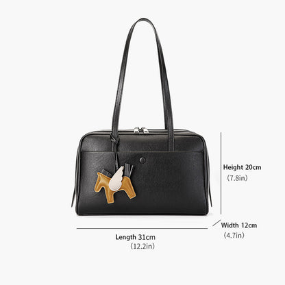 Top Grain Leather Boston Bag Large Capacity Laptop Bag