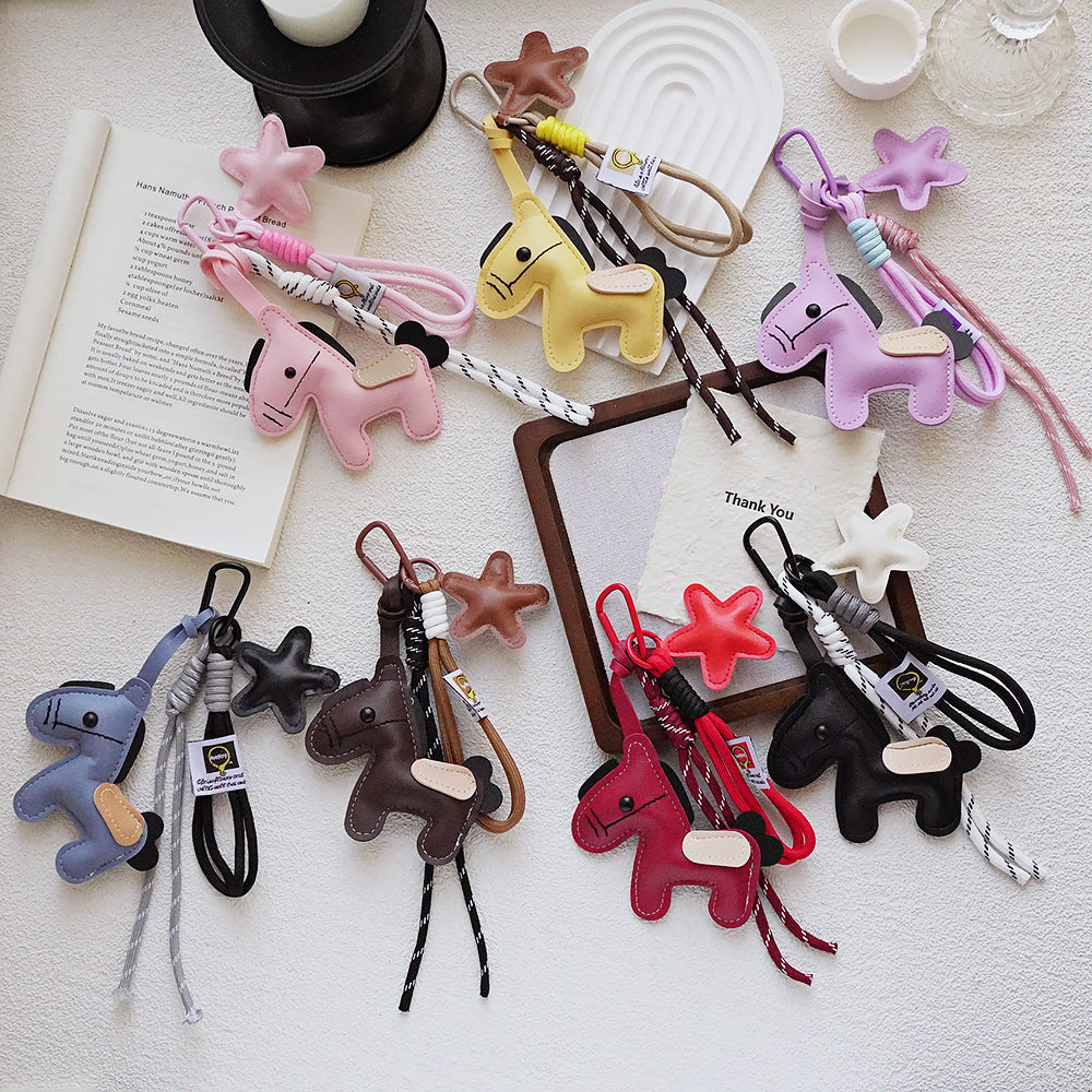 Horse Bag Charm PU Leather Keychain