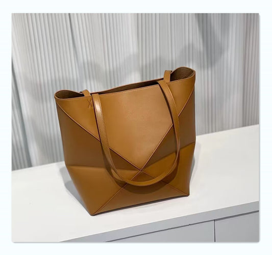 Top Grain Leather Inspired Puzzle Fold Tote Bag
