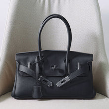 Load image into Gallery viewer, Genuine Leather Inspired Birkin 30 Bag Top Handle Bag Silver Hardware
