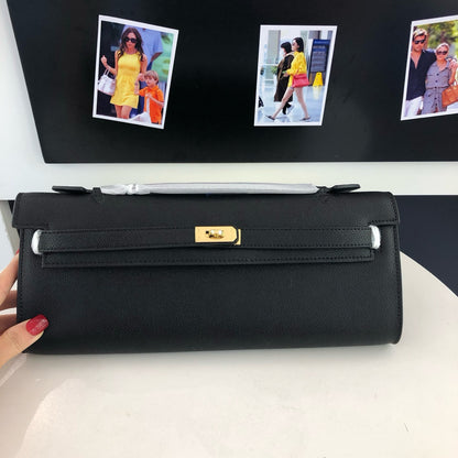 Cut Clutch Bag Epsom Leather Golden Hardware