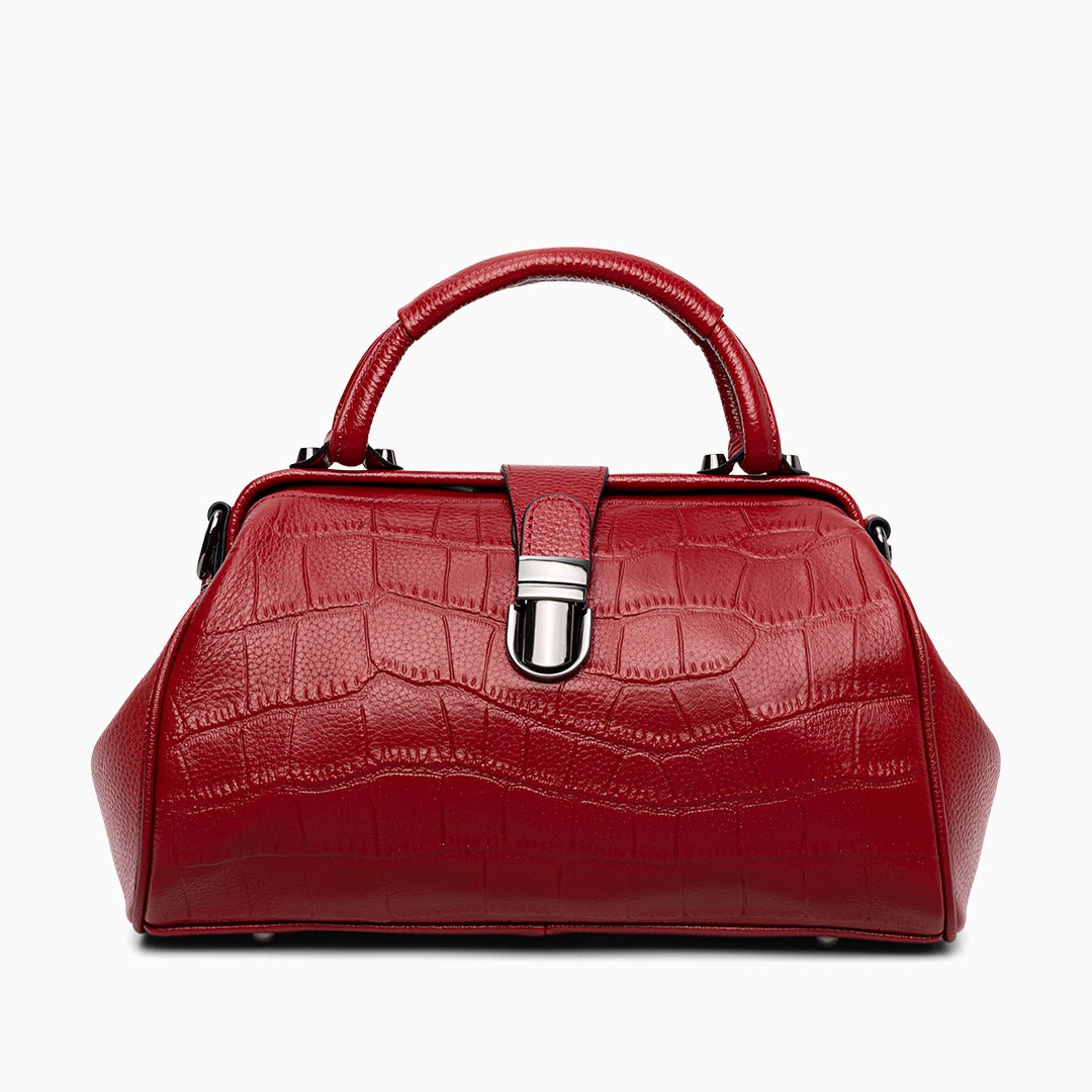 Crocodile-embossed Genuine Leather Doctor Bag Women Tote Bag