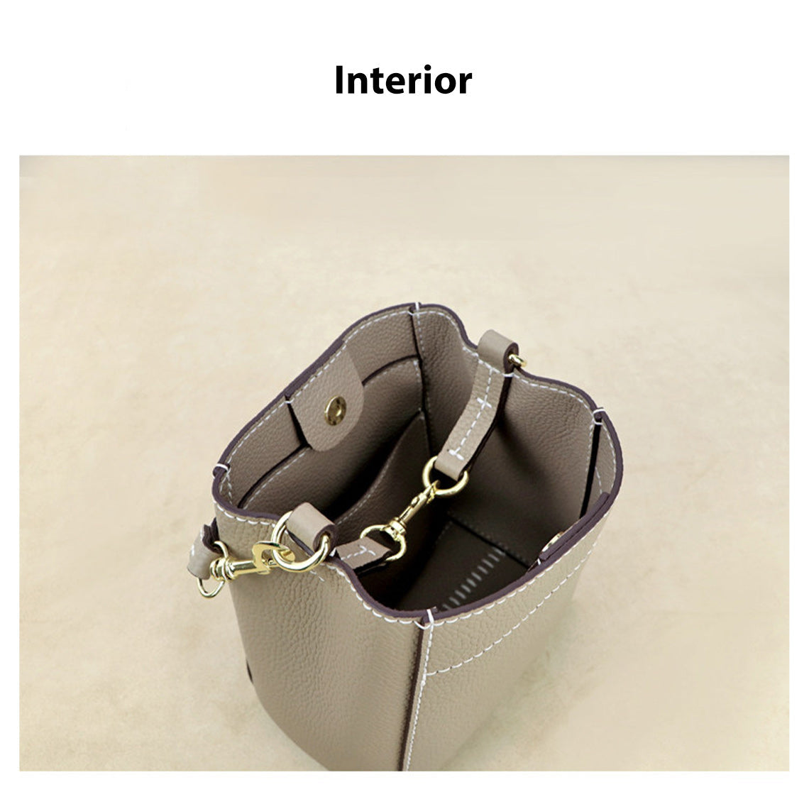 HANDSEWGIFT Women Bucket Bag Top Grain Leather DIY Kit