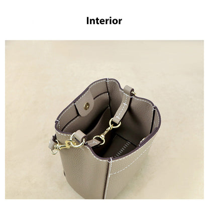 HANDSEWGIFT Women Bucket Bag Top Grain Leather DIY Kit