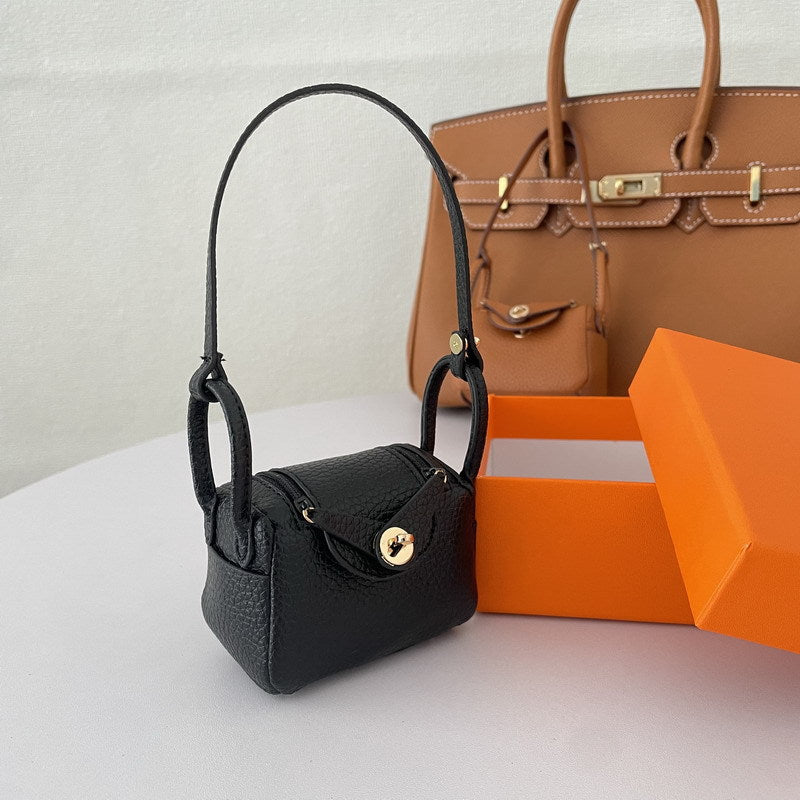 Iconic Inspired Mini Lindi Handbag Charm Vegan Leather Earphone Storage Bag