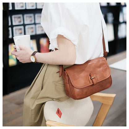 Vegetable Tanned Leather Messenger Bag Small Square Purse