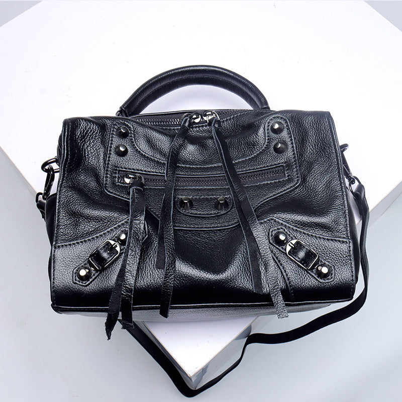 Top Grain Leather Inspired Le City Bag Ladies Zipper Handbag