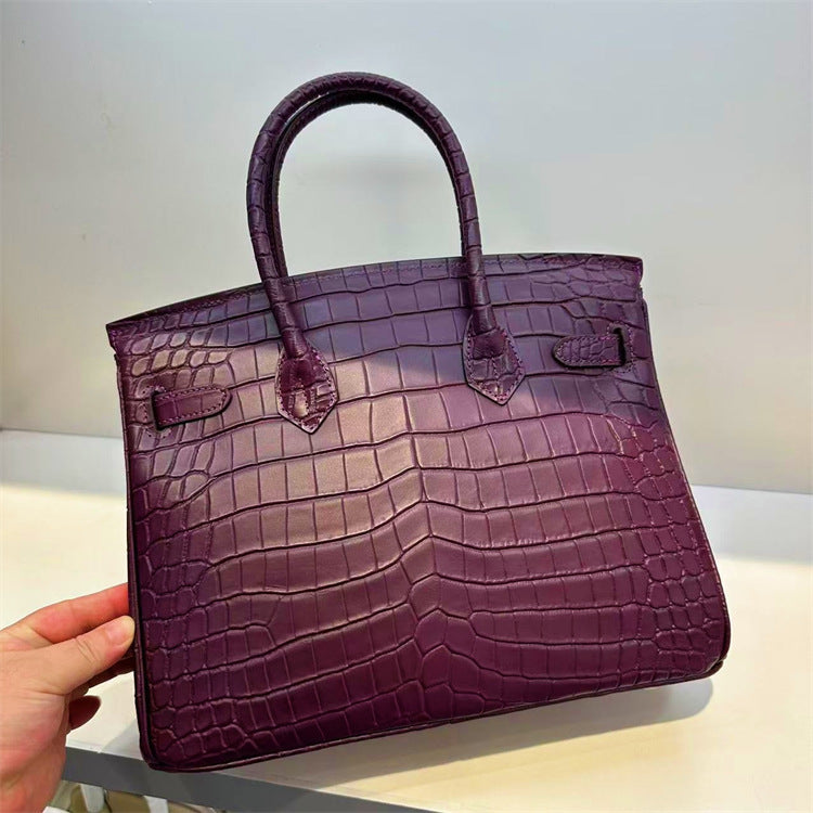 Inspired Berkin Bag Crocodile Pattern Leather Evercolor Handbags for Woman