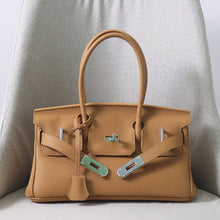 Load image into Gallery viewer, Genuine Leather Inspired Birkin 30 Bag Top Handle Bag Silver Hardware
