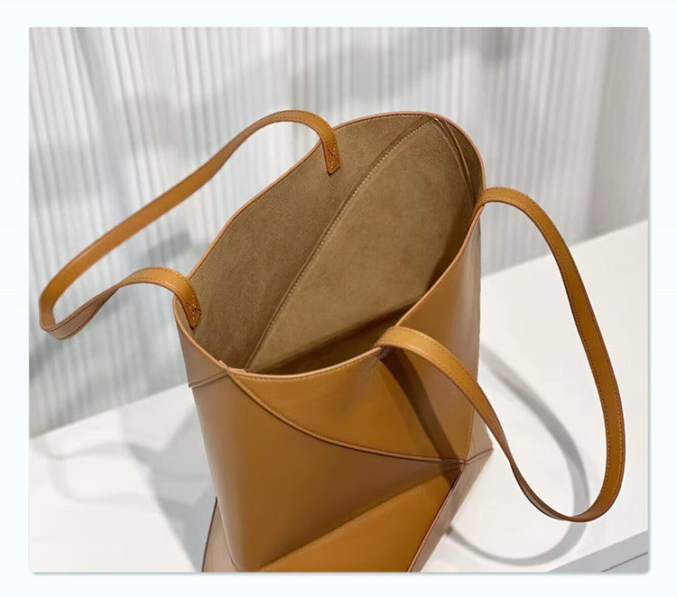 Top Grain Leather Inspired Puzzle Fold Tote Bag