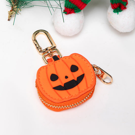 Halloween Pumpkin Keychain | Jack-O'-Lantern Coin Purse / Bag Charm