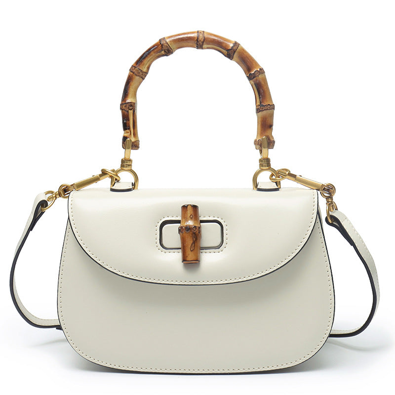 Genuine Leather Inspired Retro Bamboo Top Handle Mini Bag
