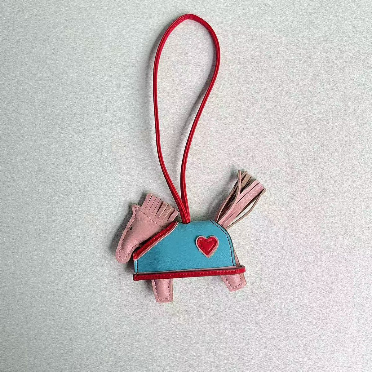 Horse Bag Charm Sheep Leather Keychain