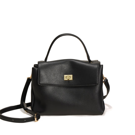 Soft Leather Square Bag Women Shoulder Bag Black