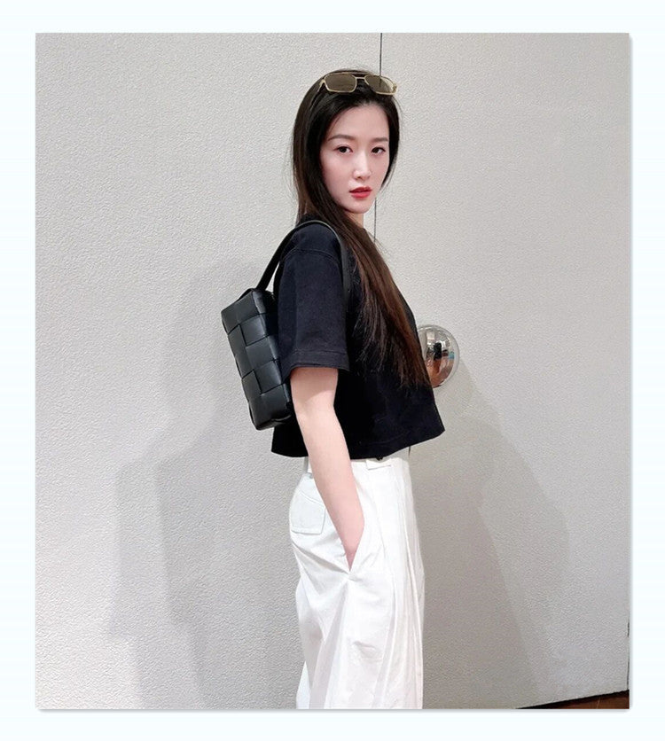 Leather Woven Bag Women Hobo Bag