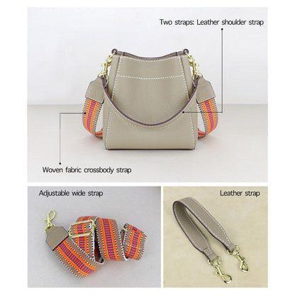 HANDSEWGIFT Women Bucket Bag Top Grain Leather DIY Kit